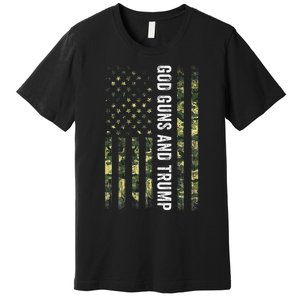 God Guns And Trump 2nd Amendment Usa Flag American Flag Premium T-Shirt