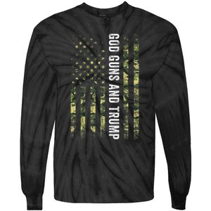 God Guns And Trump 2nd Amendment Usa Flag American Flag Tie-Dye Long Sleeve Shirt