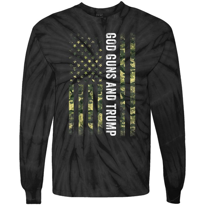 God Guns And Trump 2nd Amendment Usa Flag American Flag Tie-Dye Long Sleeve Shirt