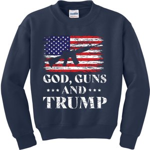 God Guns And Trump Donald Trump For President 2020 Kids Sweatshirt