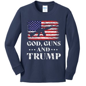 God Guns And Trump Donald Trump For President 2020 Kids Long Sleeve Shirt