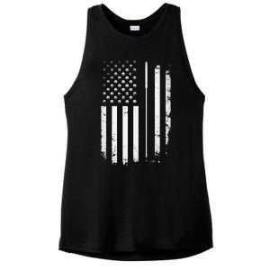 Golf Golfer American Flag Golf Flat Funny Golf Ladies PosiCharge Tri-Blend Wicking Tank