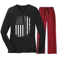 Golf Golfer American Flag Golf Flat Funny Golf Women's Long Sleeve Flannel Pajama Set 