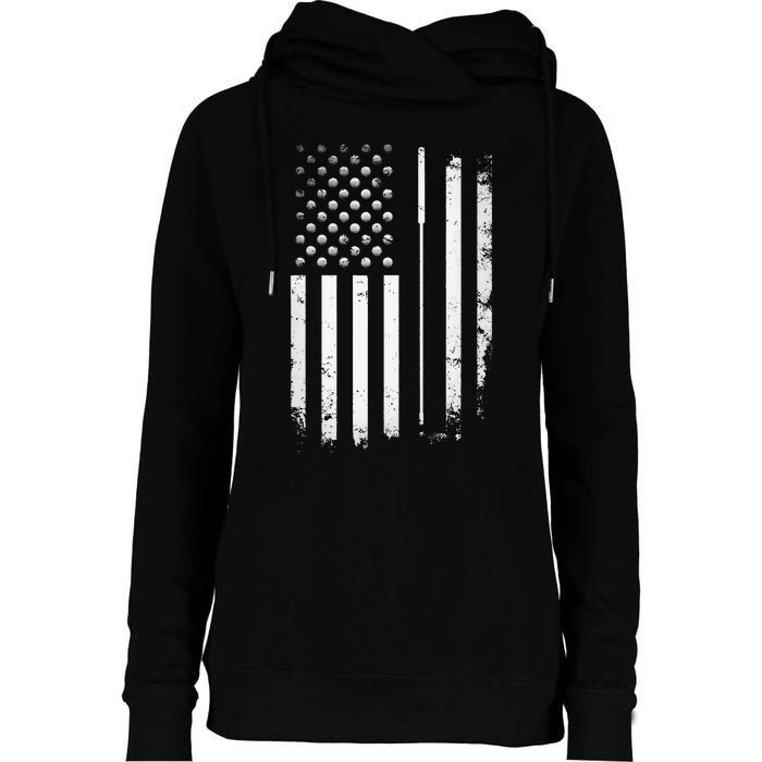 Golf Golfer American Flag Golf Flat Funny Golf Womens Funnel Neck Pullover Hood