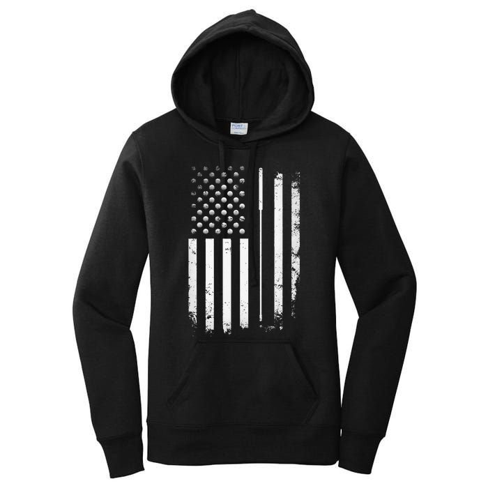 Golf Golfer American Flag Golf Flat Funny Golf Women's Pullover Hoodie