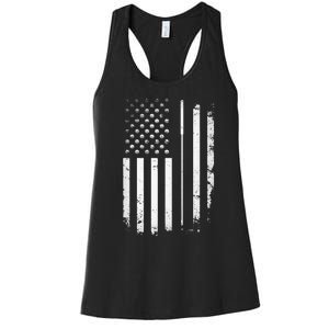 Golf Golfer American Flag Golf Flat Funny Golf Women's Racerback Tank