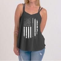 Golf Golfer American Flag Golf Flat Funny Golf Women's Strappy Tank