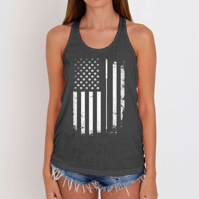 Golf Golfer American Flag Golf Flat Funny Golf Women's Knotted Racerback Tank