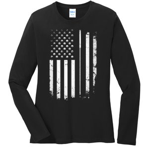 Golf Golfer American Flag Golf Flat Funny Golf Ladies Long Sleeve Shirt