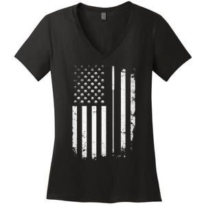 Golf Golfer American Flag Golf Flat Funny Golf Women's V-Neck T-Shirt