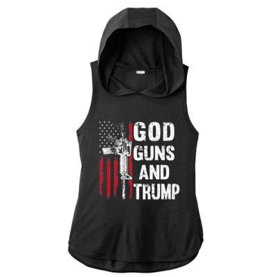 God Guns And Trump 2nd Amendment Flag AR15 American Flag Ladies PosiCharge Tri-Blend Wicking Draft Hoodie Tank