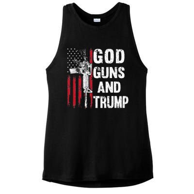 God Guns And Trump 2nd Amendment Flag AR15 American Flag Ladies PosiCharge Tri-Blend Wicking Tank