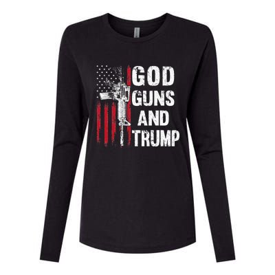 God Guns And Trump 2nd Amendment Flag AR15 American Flag Womens Cotton Relaxed Long Sleeve T-Shirt