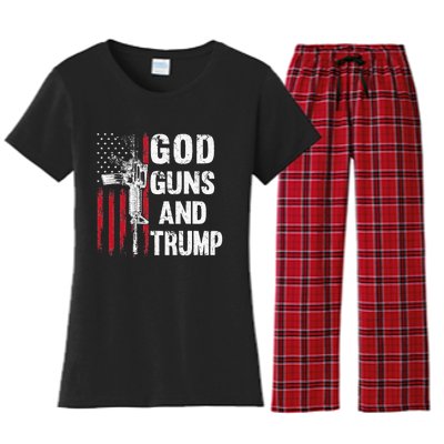 God Guns And Trump 2nd Amendment Flag AR15 American Flag Women's Flannel Pajama Set