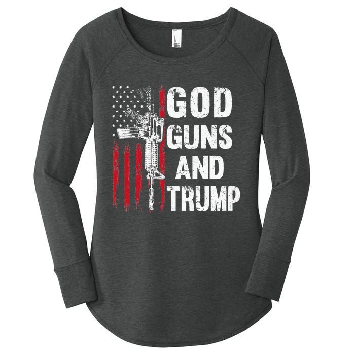 God Guns And Trump 2nd Amendment Flag AR15 American Flag Women's Perfect Tri Tunic Long Sleeve Shirt