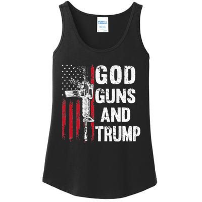 God Guns And Trump 2nd Amendment Flag AR15 American Flag Ladies Essential Tank