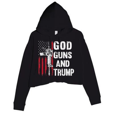 God Guns And Trump 2nd Amendment Flag AR15 American Flag Crop Fleece Hoodie