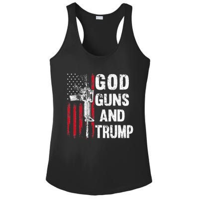 God Guns And Trump 2nd Amendment Flag AR15 American Flag Ladies PosiCharge Competitor Racerback Tank