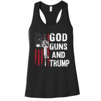 God Guns And Trump 2nd Amendment Flag AR15 American Flag Women's Racerback Tank