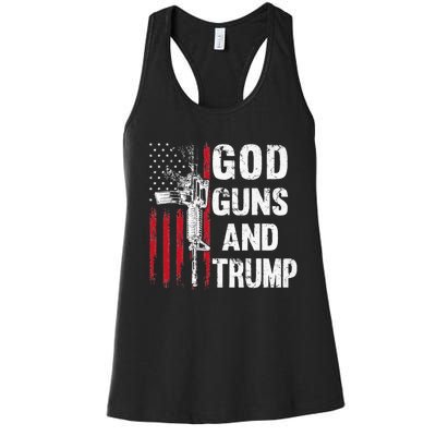 God Guns And Trump 2nd Amendment Flag AR15 American Flag Women's Racerback Tank