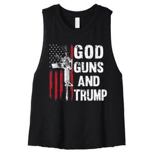 God Guns And Trump 2nd Amendment Flag AR15 American Flag Women's Racerback Cropped Tank