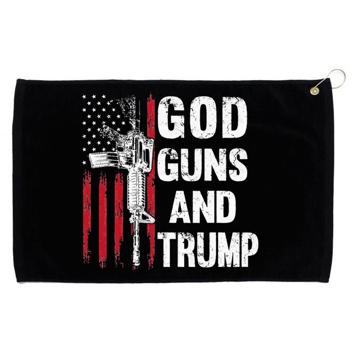 God Guns And Trump 2nd Amendment Flag AR15 American Flag Grommeted Golf Towel