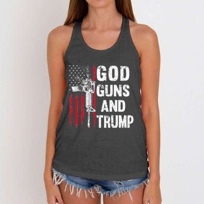 God Guns And Trump 2nd Amendment Flag AR15 American Flag Women's Knotted Racerback Tank