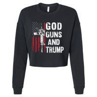 God Guns And Trump 2nd Amendment Flag AR15 American Flag Cropped Pullover Crew