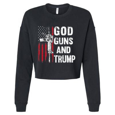 God Guns And Trump 2nd Amendment Flag AR15 American Flag Cropped Pullover Crew