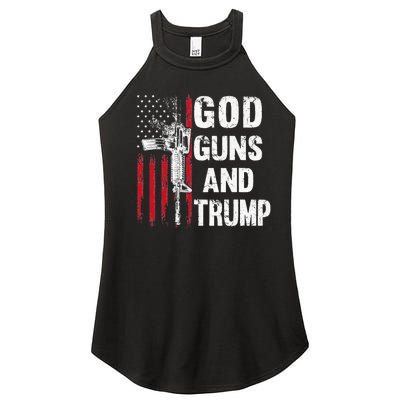 God Guns And Trump 2nd Amendment Flag AR15 American Flag Women's Perfect Tri Rocker Tank