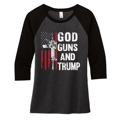 God Guns And Trump 2nd Amendment Flag AR15 American Flag Women's Tri-Blend 3/4-Sleeve Raglan Shirt