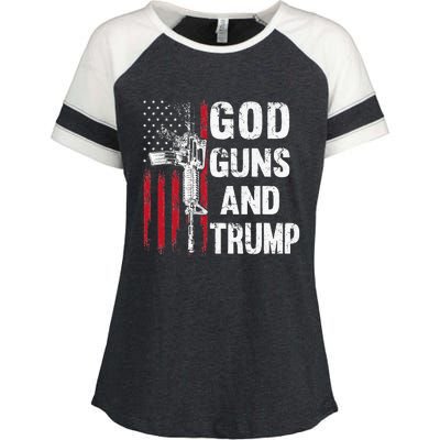 God Guns And Trump 2nd Amendment Flag AR15 American Flag Enza Ladies Jersey Colorblock Tee