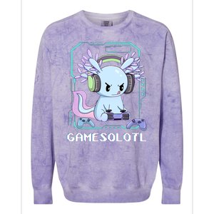 Gamesolotl Gamer Axolotl Funny Cute Colorblast Crewneck Sweatshirt