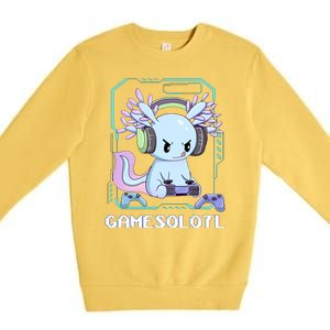 Gamesolotl Gamer Axolotl Funny Cute Premium Crewneck Sweatshirt