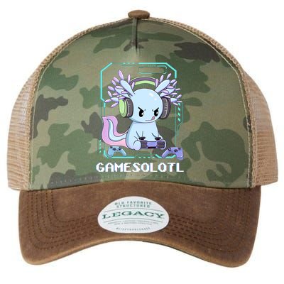 Gamesolotl Gamer Axolotl Funny Cute Legacy Tie Dye Trucker Hat