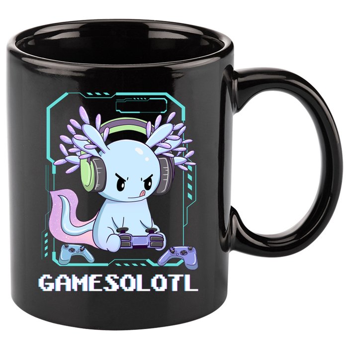 Gamesolotl Gamer Axolotl Funny Cute 11oz C Handle Ceramic Mug