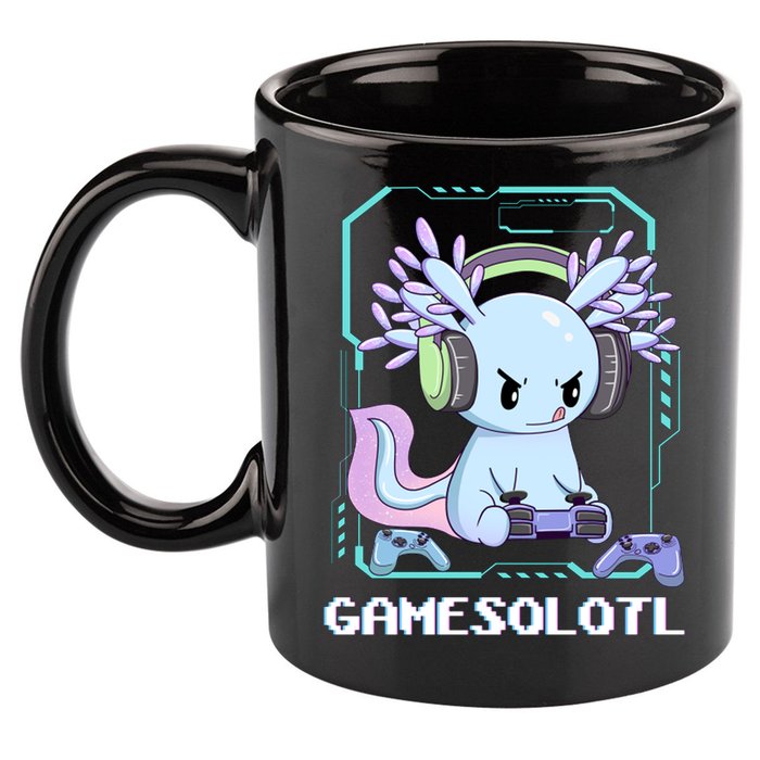 Gamesolotl Gamer Axolotl Funny Cute 11oz C Handle Ceramic Mug