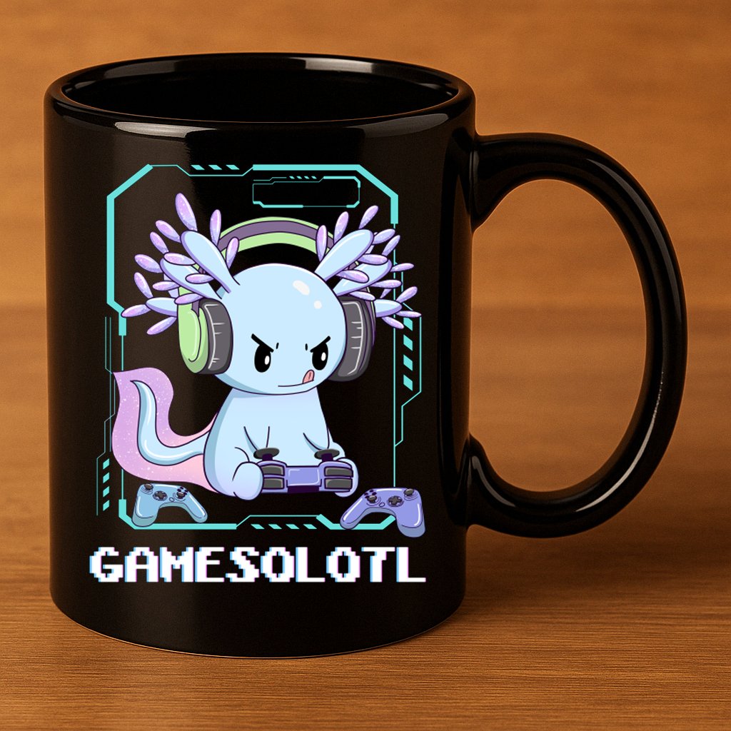 Gamesolotl Gamer Axolotl Funny Cute 11oz C Handle Ceramic Mug