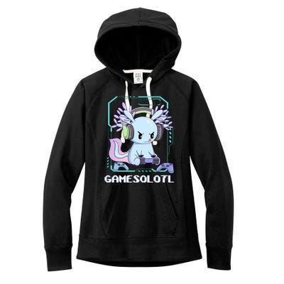 Gamesolotl Gamer Axolotl Funny Cute Women's Fleece Hoodie