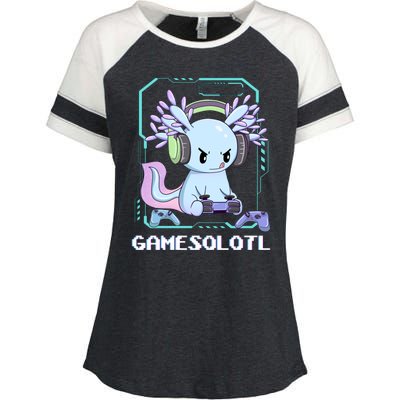 Gamesolotl Gamer Axolotl Funny Cute Enza Ladies Jersey Colorblock Tee