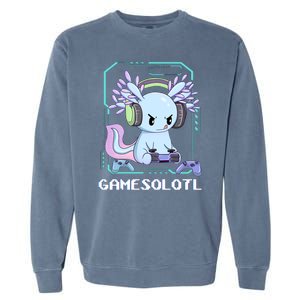 Gamesolotl Gamer Axolotl Funny Cute Garment-Dyed Sweatshirt