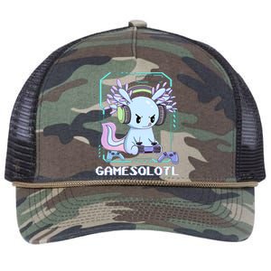 Gamesolotl Gamer Axolotl Funny Cute Retro Rope Trucker Hat Cap