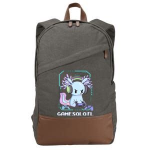 Gamesolotl Gamer Axolotl Funny Cute Cotton Canvas Backpack