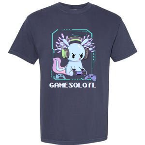 Gamesolotl Gamer Axolotl Funny Cute Garment-Dyed Heavyweight T-Shirt