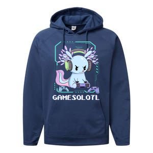 Gamesolotl Gamer Axolotl Funny Cute Performance Fleece Hoodie