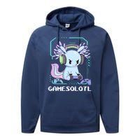 Gamesolotl Gamer Axolotl Funny Cute Performance Fleece Hoodie