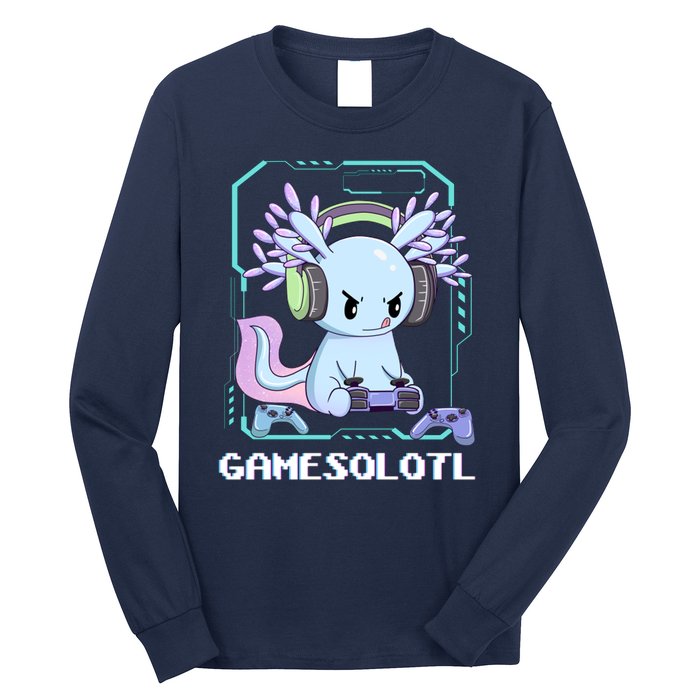 Gamesolotl Gamer Axolotl Funny Cute Long Sleeve Shirt