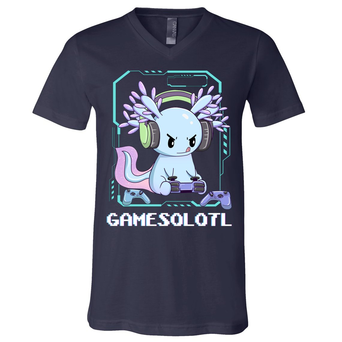 Gamesolotl Gamer Axolotl Funny Cute V-Neck T-Shirt