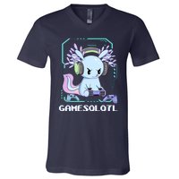 Gamesolotl Gamer Axolotl Funny Cute V-Neck T-Shirt