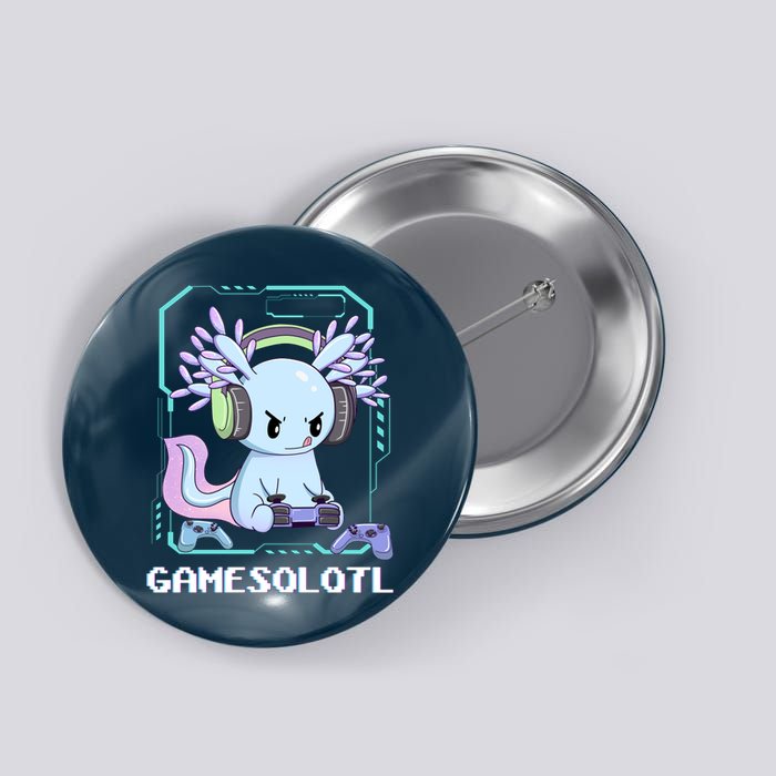 Gamesolotl Gamer Axolotl Funny Cute Button